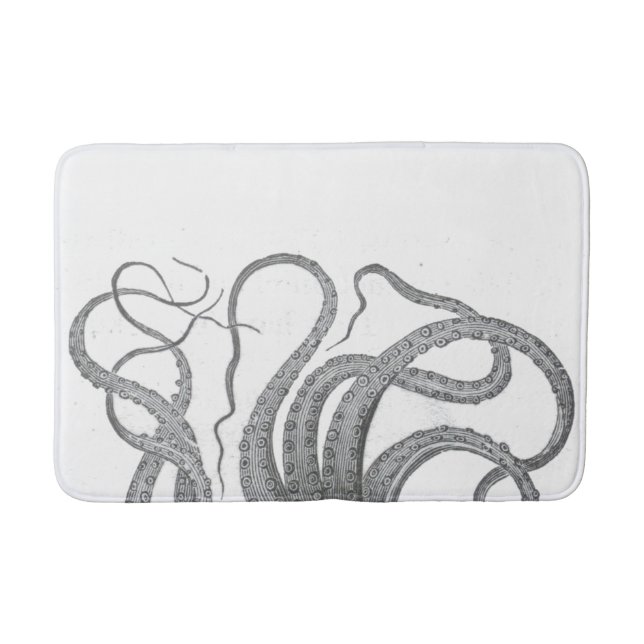 Nautical octopus tentacles vintage kraken steampun bath mat (Front)