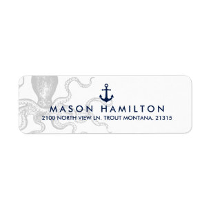 Nautical Octopus with Anchor   Return Address