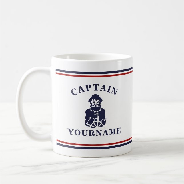 Nautical Old Scruff Captain Personalized Block Mug (Left)