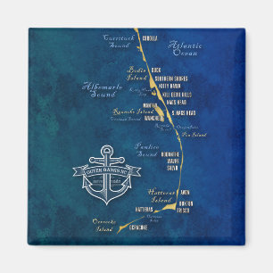 Nautical Outer Banks Map Magnet