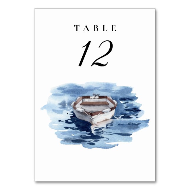 Nautical Paddle Boat Wedding Table Number (Front)