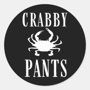 Nautical Pants Funny Crab  Classic Round Sticker