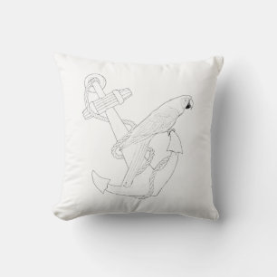 Nautical Parrot Adult Colouring Pillow