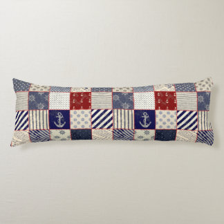 Nautical Patchwork Anchor Ship's Wheel Body Pillow