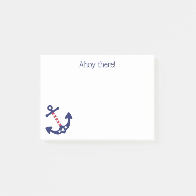Nautical Patriotic Anchor Ahoy There 4 x 3 Post-it Notes (Front)