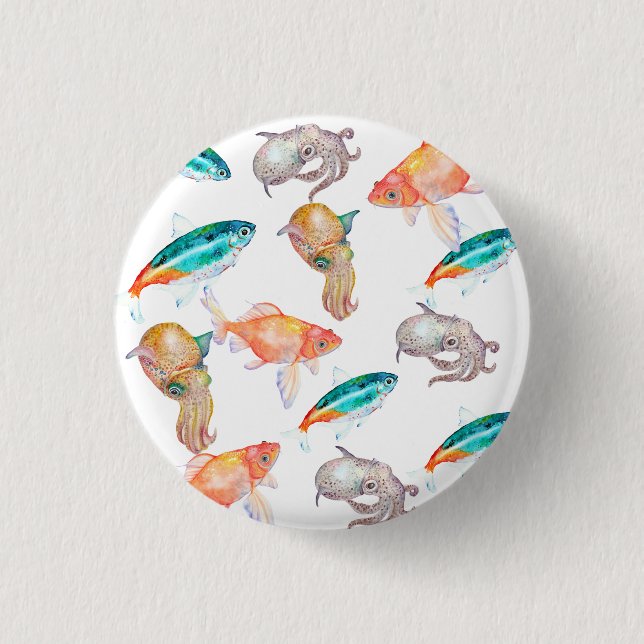 Nautical pattern 1 inch round button (Front)
