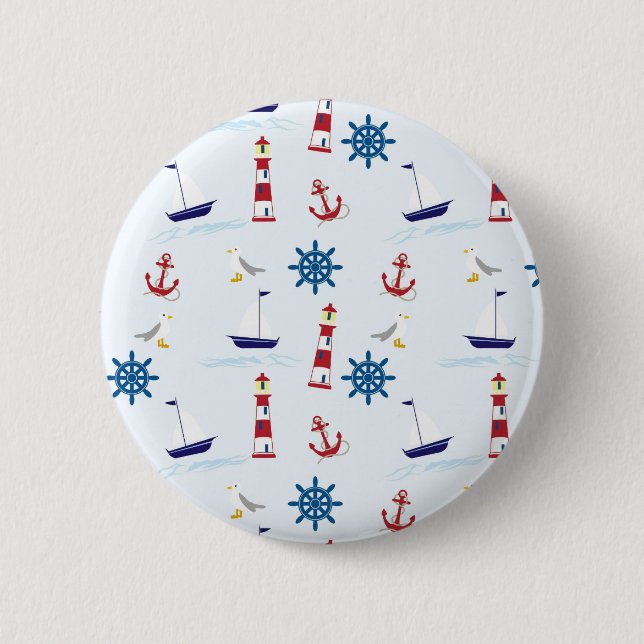 Nautical Pattern 2 Inch Round Button (Front)