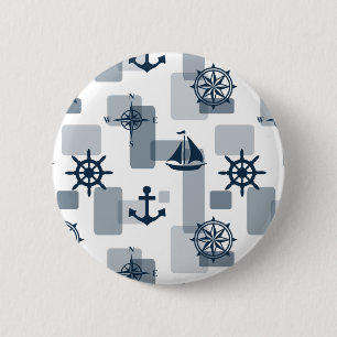Nautical pattern 2 inch round button