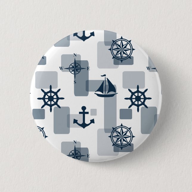 Nautical pattern 2 inch round button (Front)