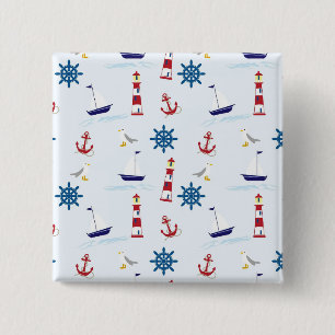 Nautical Pattern 2 Inch Square Button