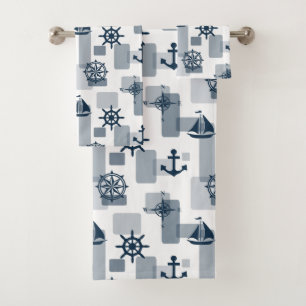 Nautical pattern bath towel set