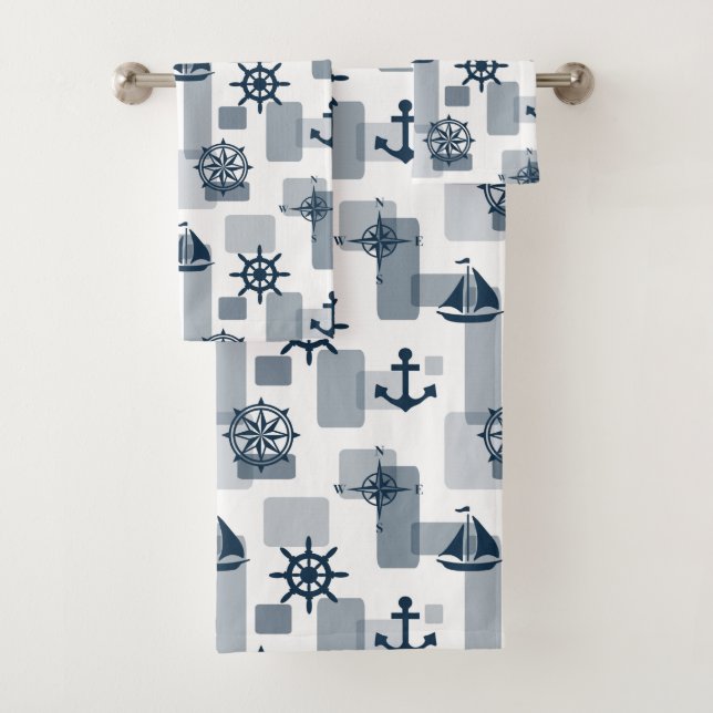 Nautical pattern bath towel set (Insitu)