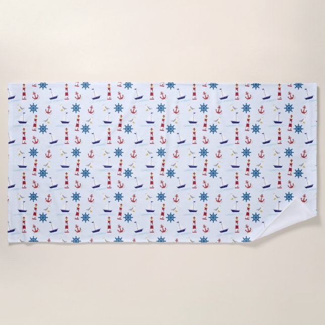 Nautical Pattern Beach Towel (Front)