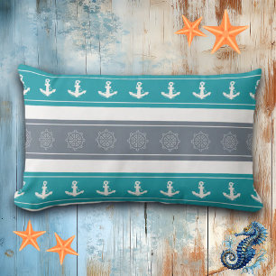 Nautical Pattern Boat Elements Lumbar Pillow