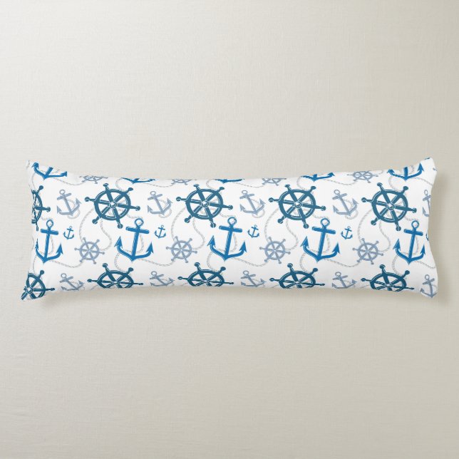 Nautical pattern body pillow (Front)