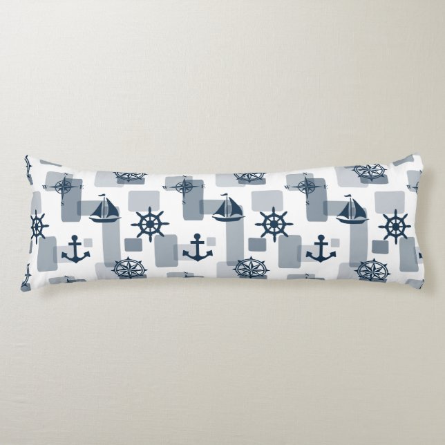 Nautical pattern body pillow (Front)