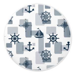 Nautical pattern ceramic knob