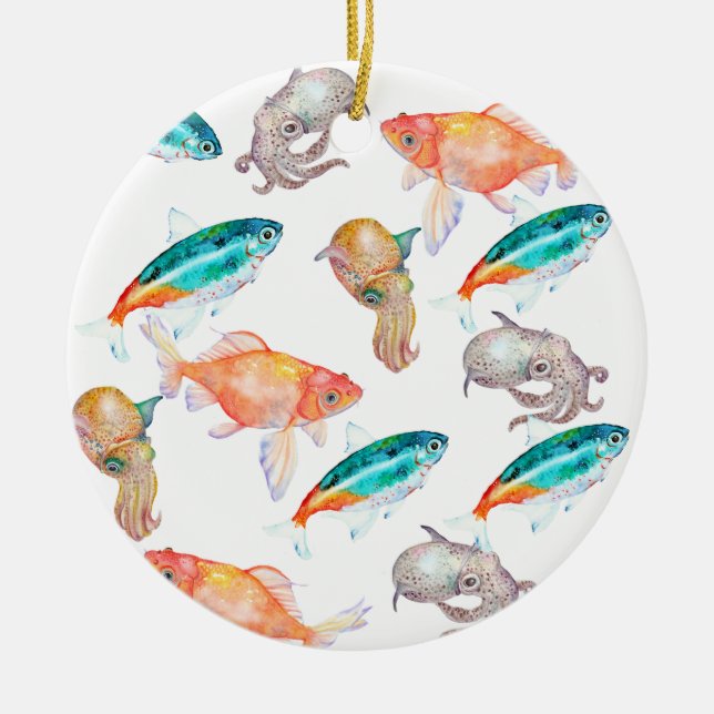 Nautical pattern ceramic ornament (Front)