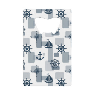 Nautical pattern credit card bottle opener