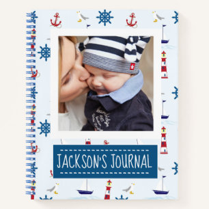 Nautical Pattern Custom Baby Photo Journal