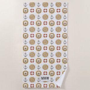 Nautical Pattern custom monogram beach towel