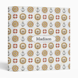 Nautical Pattern custom name binders