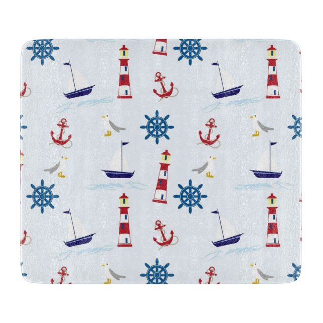 Nautical Pattern Cutting Board (Front)