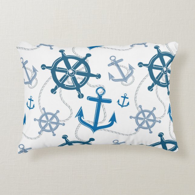 Nautical pattern decorative pillow (Front)