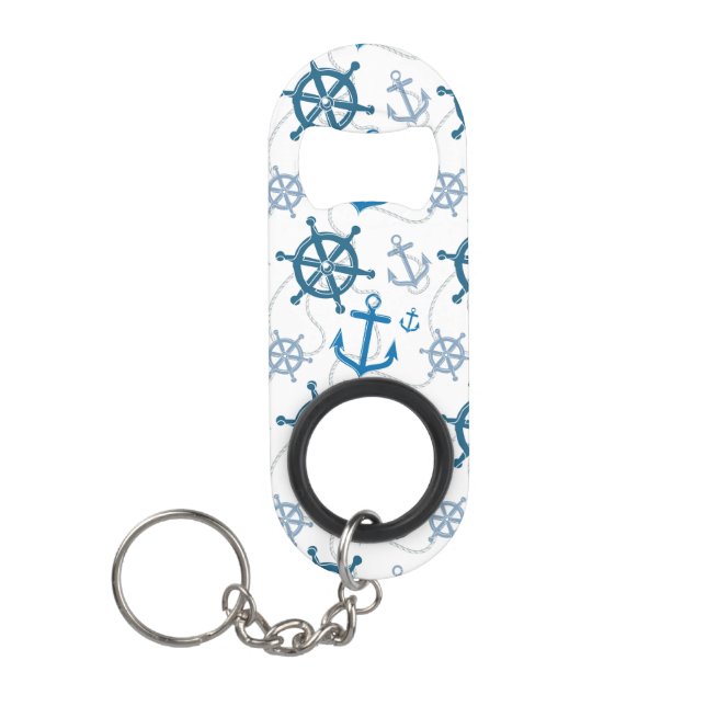 Nautical pattern keychain bottle opener (Front)