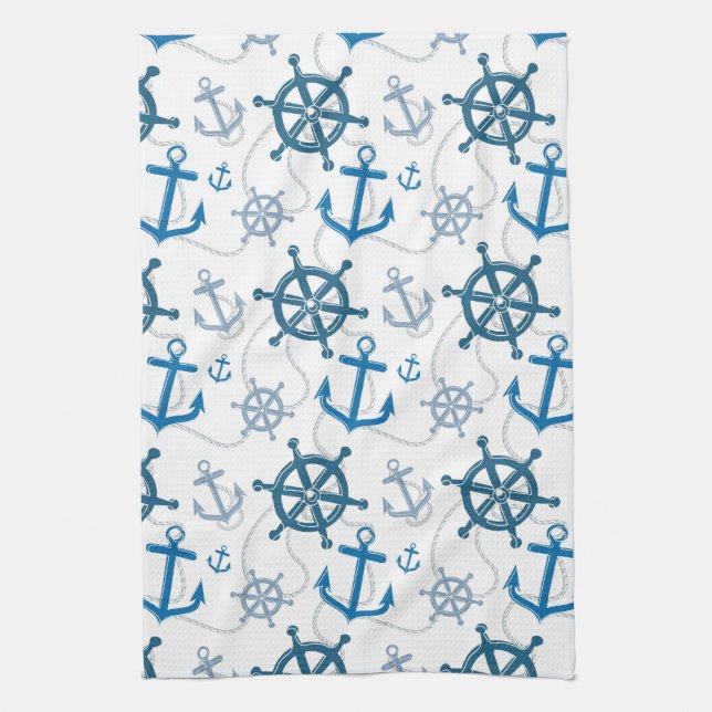 Nautical pattern kitchen towel (Vertical)