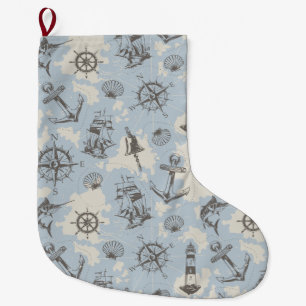 Nautical Pattern Large Christmas Stocking