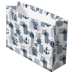 Nautical pattern large gift bag