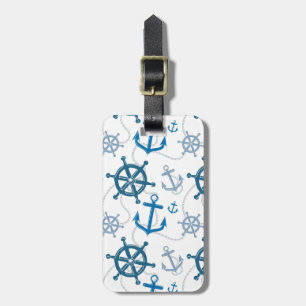 Nautical pattern luggage tag