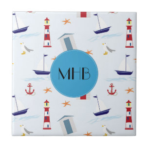 Nautical Pattern, Marine Pattern, Monogram Tile