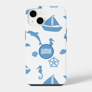 Nautical Pattern Monogram iPhone 14 Case