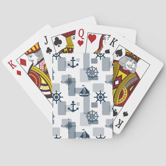 Nautical pattern playing cards (Back)