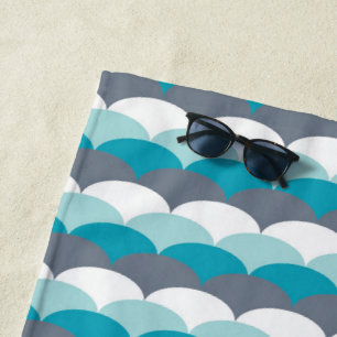 Nautical Pattern Seashells Beach Towel
