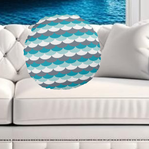 Nautical Pattern Seashells Round Pillow