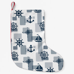 Nautical pattern small christmas stocking