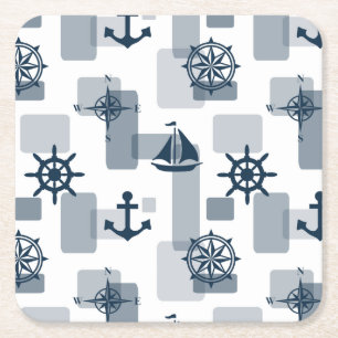 Nautical pattern square paper coaster
