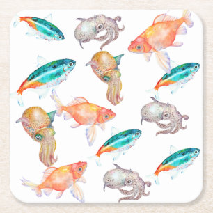 Nautical pattern square paper coaster