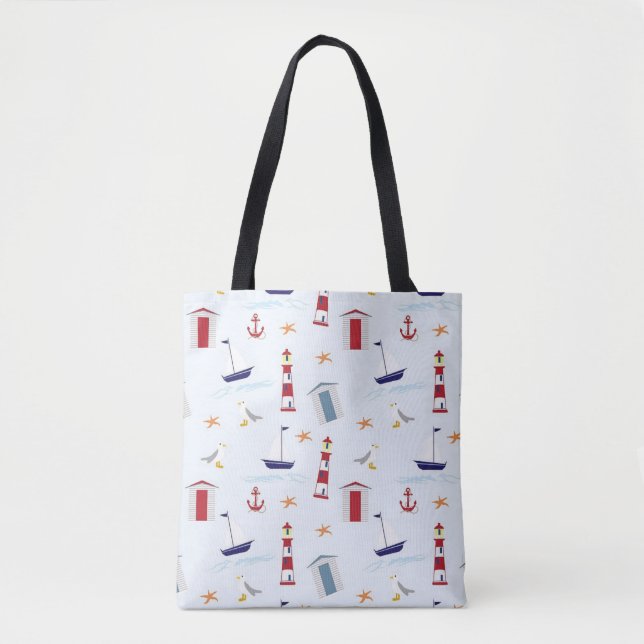 Nautical Pattern Tote Bag (Front)