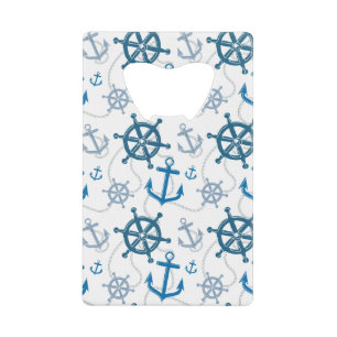 Nautical pattern wallet bottle opener