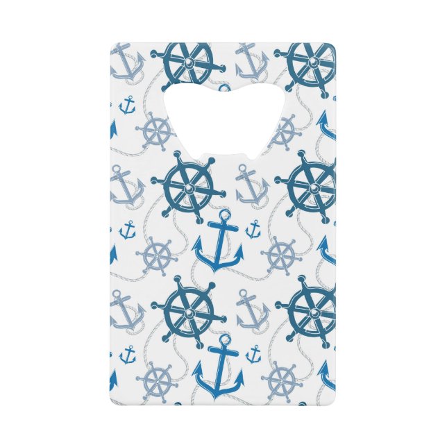 Nautical pattern wallet bottle opener (Front)