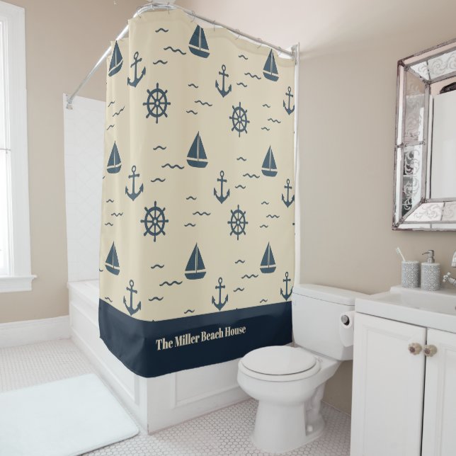 Nautical Pattern with Anchor Sailboat Compass (In Situ)