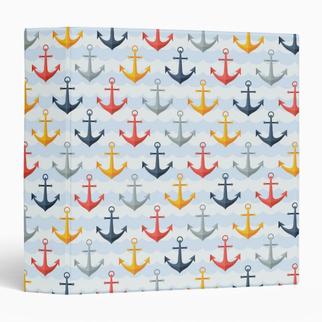 Nautical Pattern with Anchors Binder (Front/Spine)