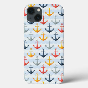 Nautical Pattern with Anchors iPhone 13 Case