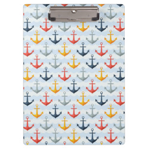 Nautical Pattern with Anchors Clipboard