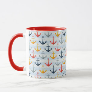 Nautical Pattern with Anchors Mug