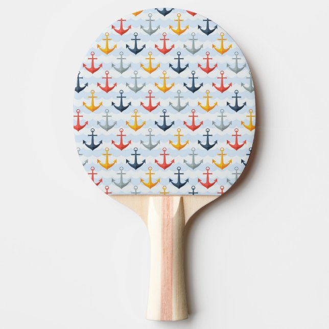 Nautical Pattern with Anchors Ping Pong Paddle (Front)